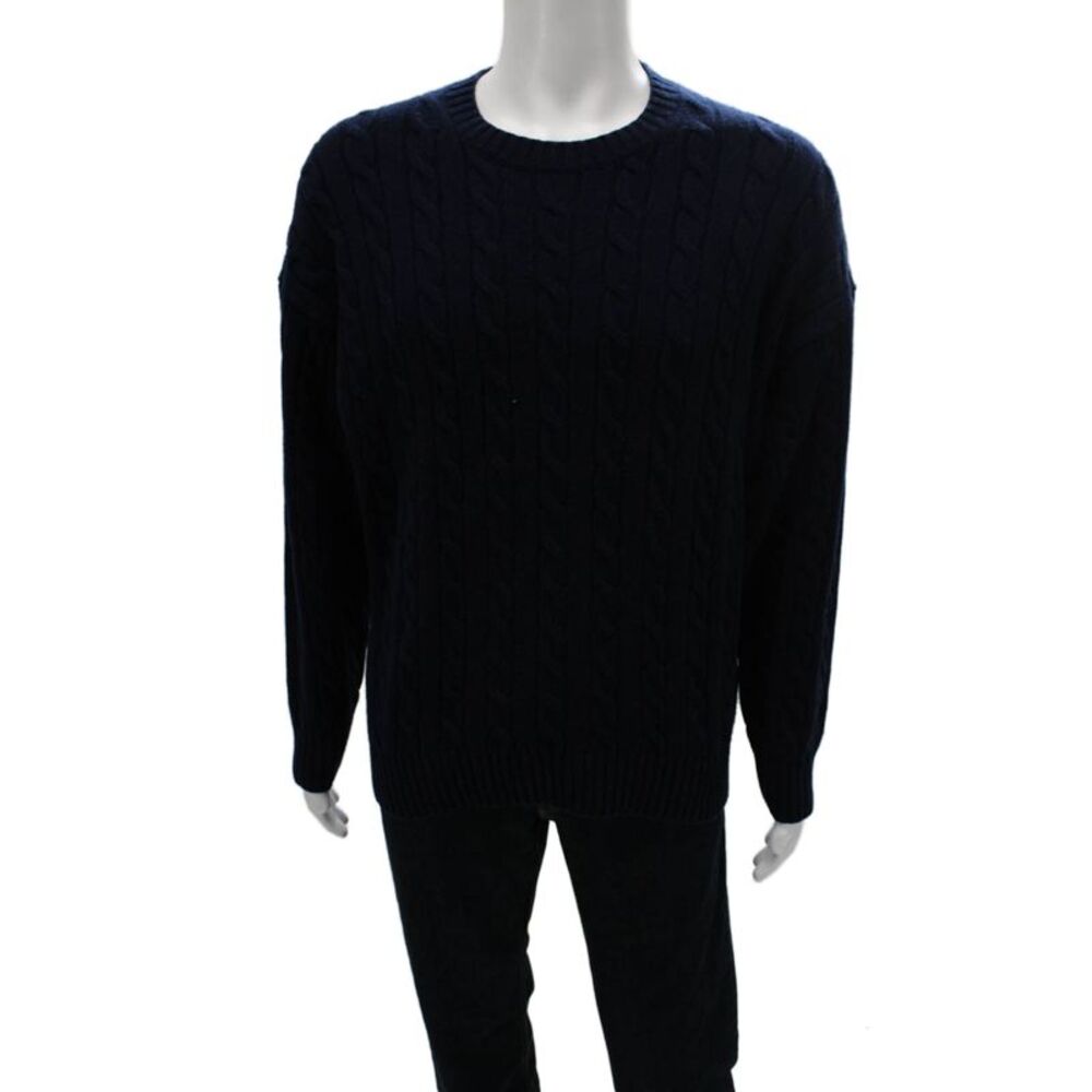 Sunday Best Women Wool Pullover Sweater Blue Crew Neck Long Sleeve Size M